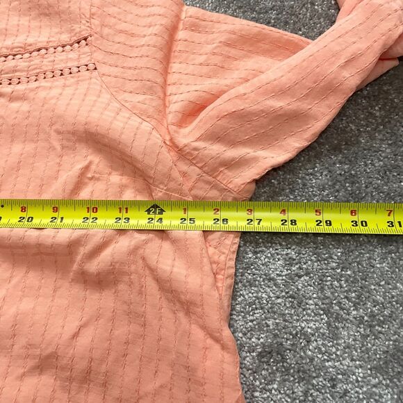 Lane Bryant Button Up Shirt Womens 26 Peach Pink/Orange Long Sleeve Soft Rayon - Picture 10 of 12